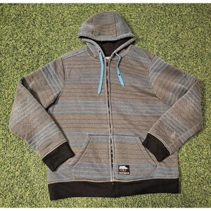 No Fear Sweatshirt Mens XL Striped Full Zip Fleece Lined Hoodie Y2K *Flaws*